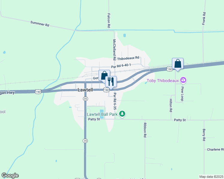 map of restaurants, bars, coffee shops, grocery stores, and more near 10231 Ronald Reagan Highway in Opelousas