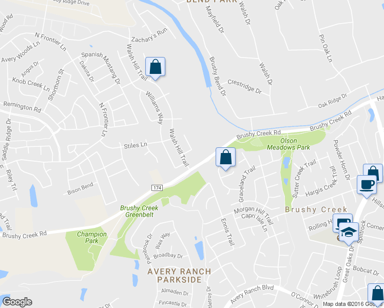 map of restaurants, bars, coffee shops, grocery stores, and more near 4506 3 Arrows Court in Cedar Park