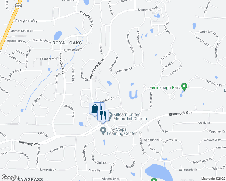 map of restaurants, bars, coffee shops, grocery stores, and more near 2808 Donovan Court in Tallahassee