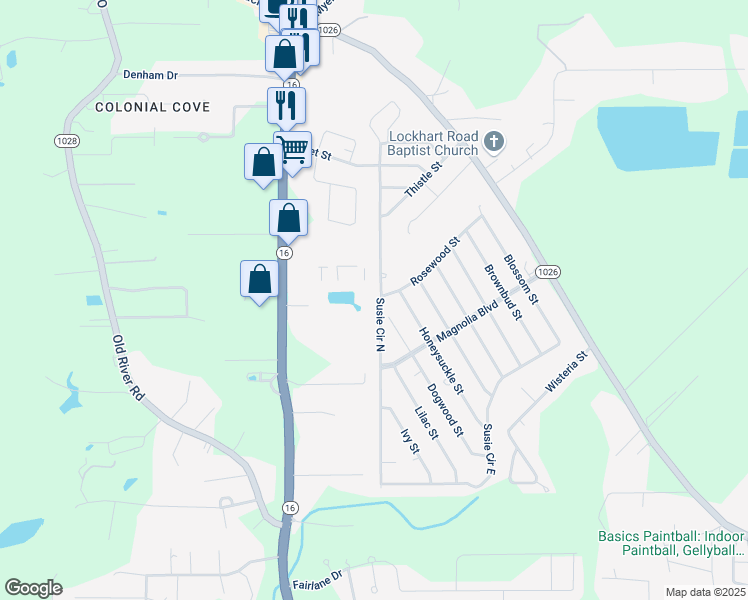 map of restaurants, bars, coffee shops, grocery stores, and more near 31005 Susie Circle North in Denham Springs