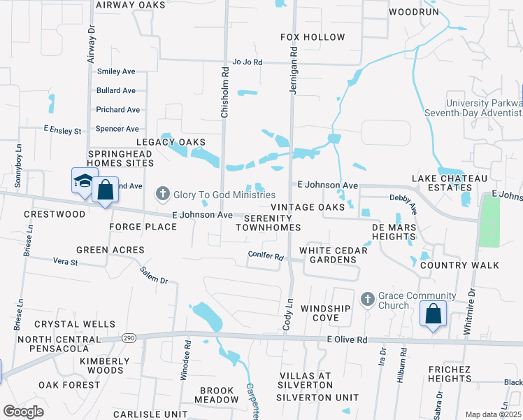 map of restaurants, bars, coffee shops, grocery stores, and more near 926 East Johnson Avenue in Pensacola
