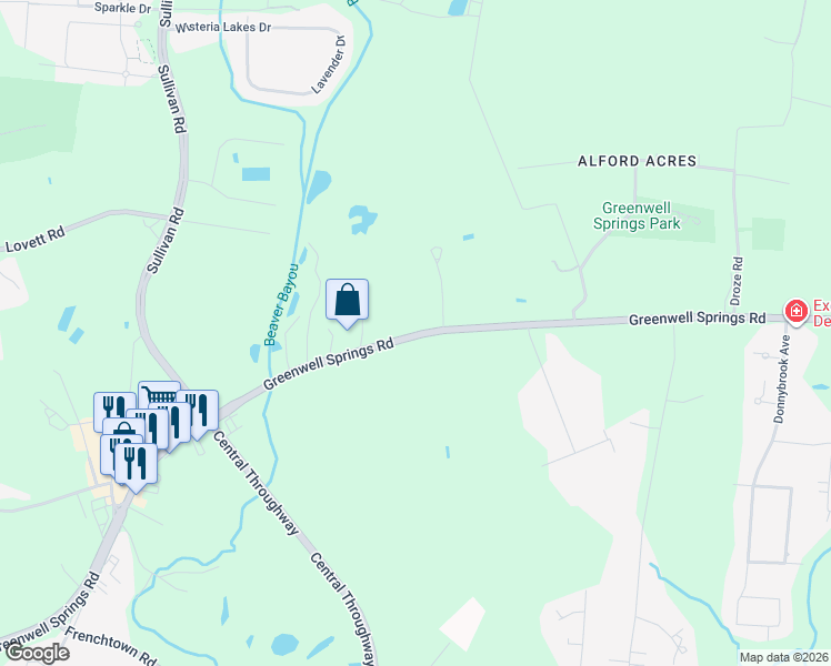map of restaurants, bars, coffee shops, grocery stores, and more near 15445 Greenwell Springs Road in Central