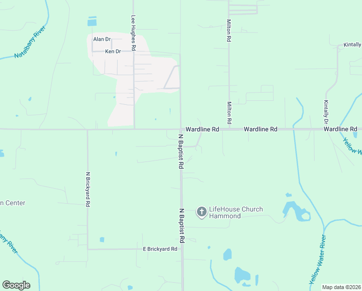 map of restaurants, bars, coffee shops, grocery stores, and more near 46067 North Baptist Road in Hammond