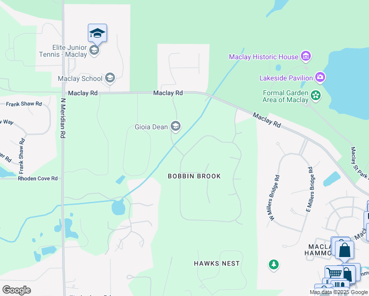 map of restaurants, bars, coffee shops, grocery stores, and more near 3754 Bobbin Brook Circle in Tallahassee