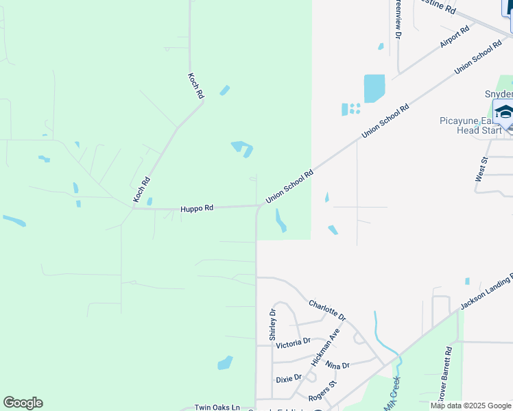 map of restaurants, bars, coffee shops, grocery stores, and more near 12 Huppo Road in Picayune