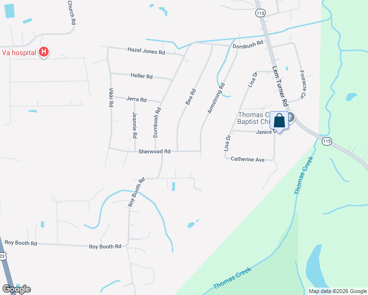 map of restaurants, bars, coffee shops, grocery stores, and more near 54392 Sherwood Road in Callahan