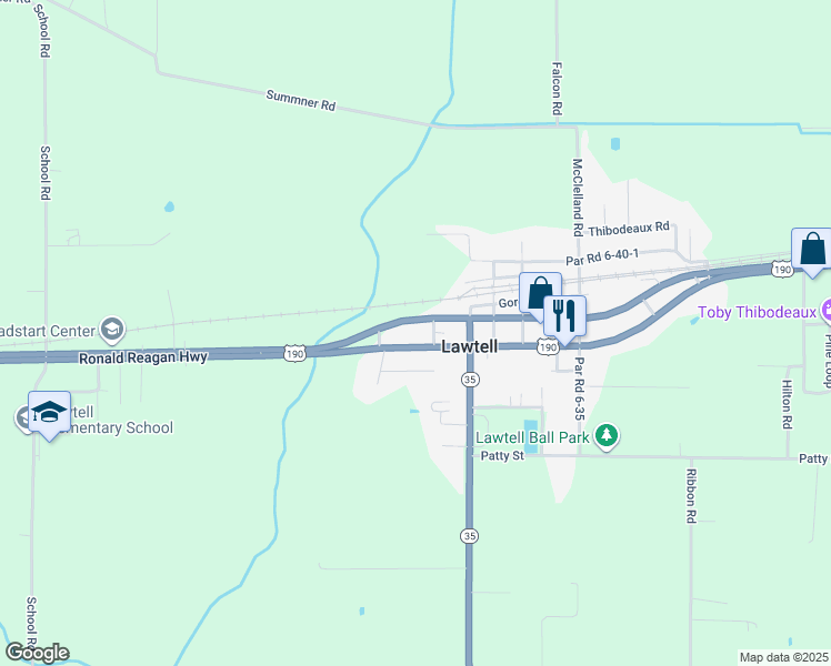 map of restaurants, bars, coffee shops, grocery stores, and more near in Lawtell