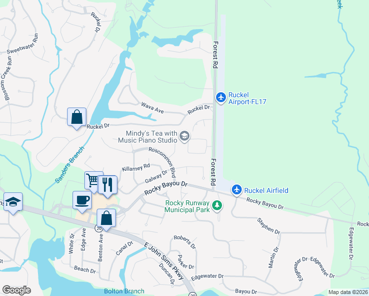 map of restaurants, bars, coffee shops, grocery stores, and more near 503 Wexford Drive in Niceville