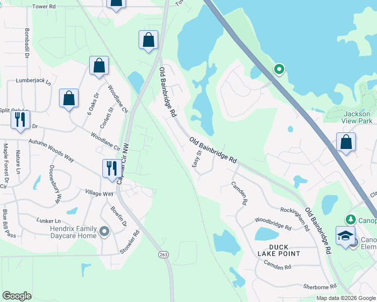 map of restaurants, bars, coffee shops, grocery stores, and more near 4880 Easy Street in Tallahassee