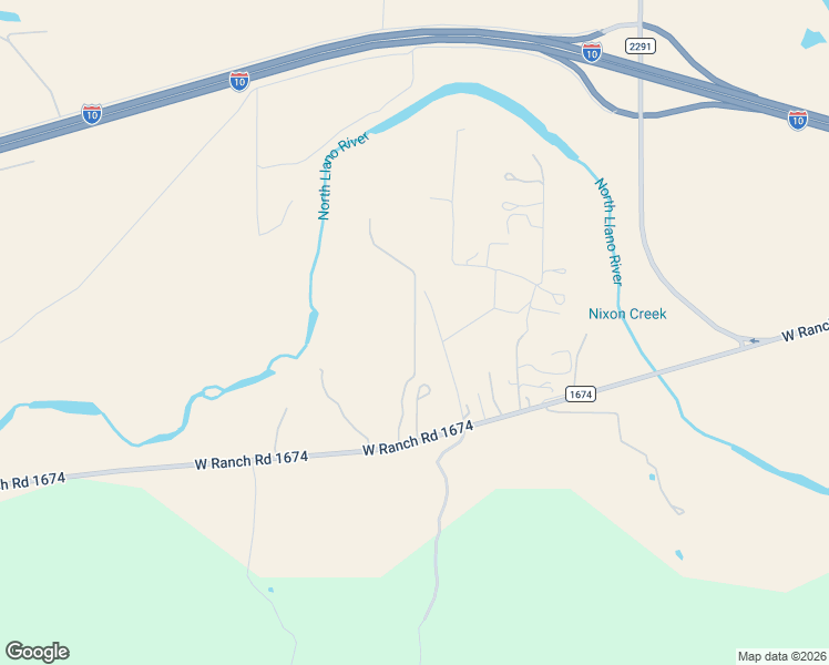 map of restaurants, bars, coffee shops, grocery stores, and more near Cactus Flat Road in Kimble County