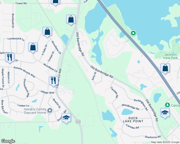 map of restaurants, bars, coffee shops, grocery stores, and more near 4880 Easy Street in Tallahassee