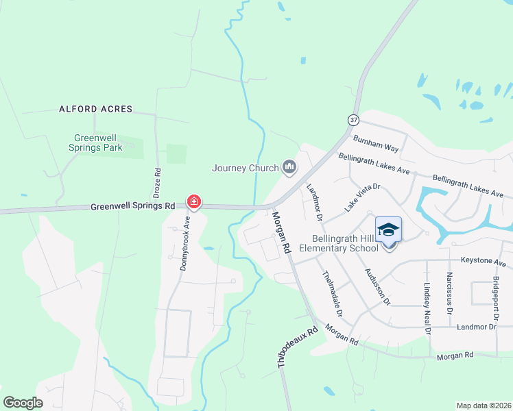map of restaurants, bars, coffee shops, grocery stores, and more near 16701-16929 Greenwell Springs Road in Central City