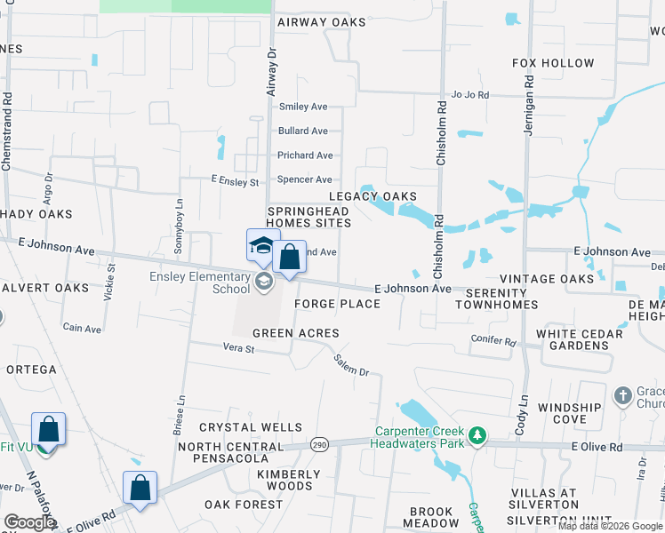 map of restaurants, bars, coffee shops, grocery stores, and more near 670 Cleveland Avenue in Pensacola