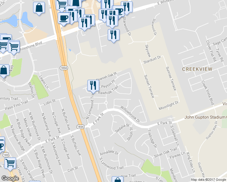 map of restaurants, bars, coffee shops, grocery stores, and more near 1200 Cardigan Street in Cedar Park