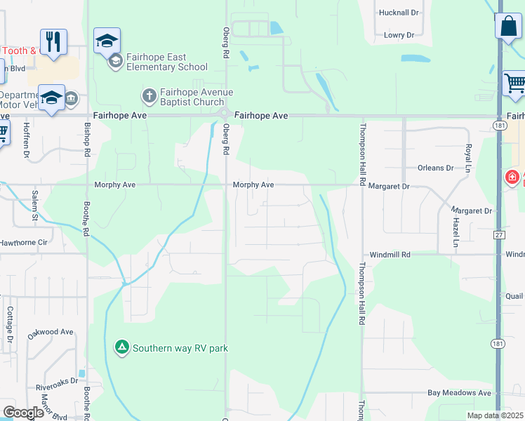 map of restaurants, bars, coffee shops, grocery stores, and more near 496 Cromwell Ave in Fairhope