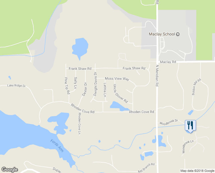 map of restaurants, bars, coffee shops, grocery stores, and more near 3677 Letitia Lane in Tallahassee