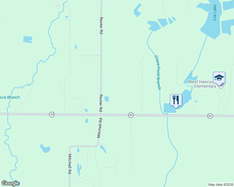 map of restaurants, bars, coffee shops, grocery stores, and more near 24094 Rester Road in Picayune