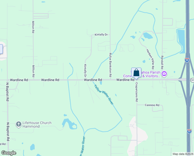 map of restaurants, bars, coffee shops, grocery stores, and more near 12461 Wardline Road in Hammond