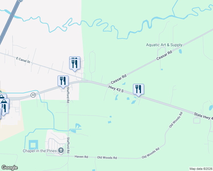 map of restaurants, bars, coffee shops, grocery stores, and more near 2450-2550 Highway 43 in Picayune