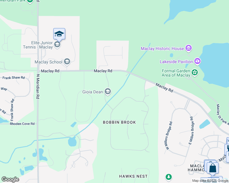 map of restaurants, bars, coffee shops, grocery stores, and more near 3727 Bobbin Brook Way in Tallahassee