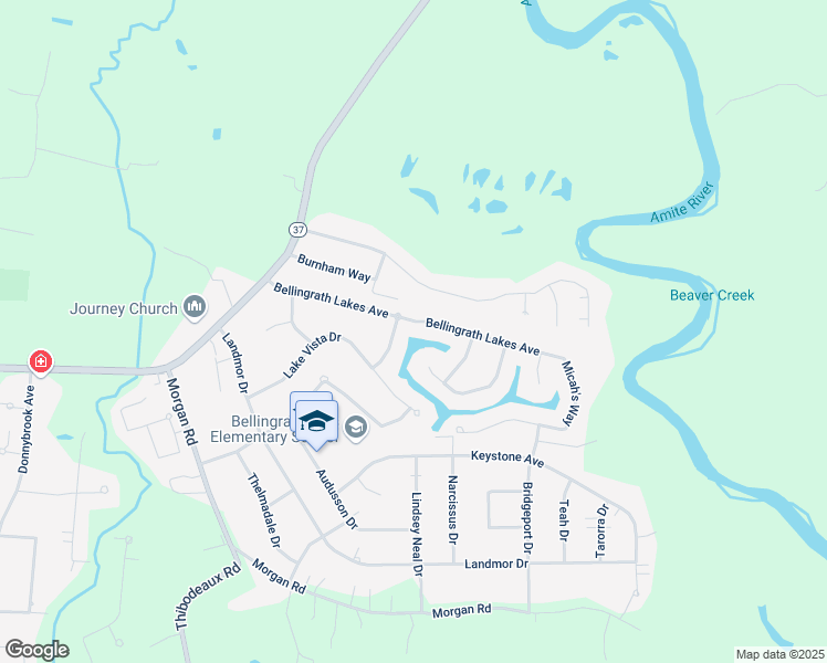map of restaurants, bars, coffee shops, grocery stores, and more near 18415 Lake Stream Drive in Central