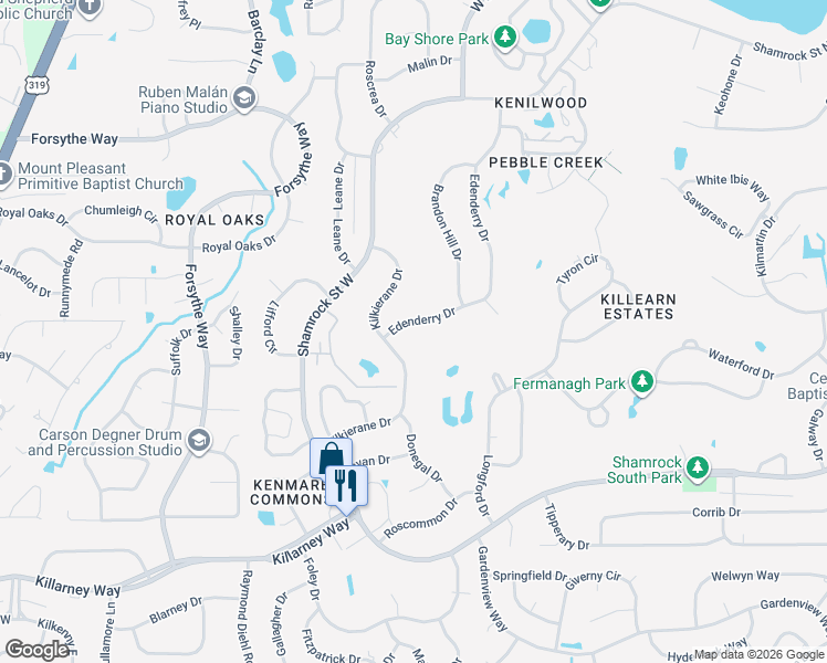 map of restaurants, bars, coffee shops, grocery stores, and more near 2789 Edenderry Drive in Tallahassee