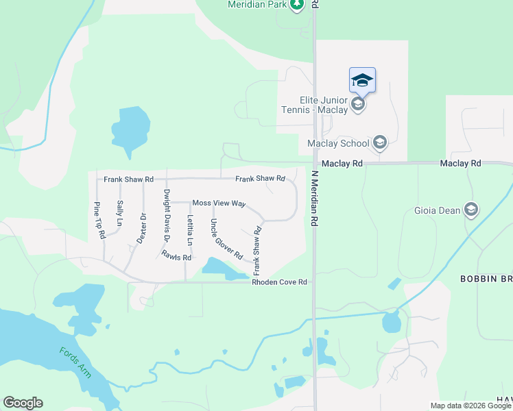 map of restaurants, bars, coffee shops, grocery stores, and more near 520 Moss View Way in Tallahassee