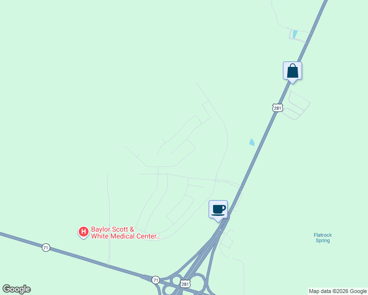 map of restaurants, bars, coffee shops, grocery stores, and more near 221 Cascade Falls Lane in Marble Falls