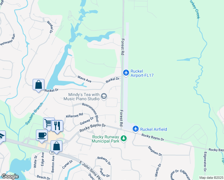 map of restaurants, bars, coffee shops, grocery stores, and more near 4233 Marysa Drive in Niceville