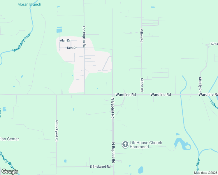 map of restaurants, bars, coffee shops, grocery stores, and more near 46067 North Baptist Road in Hammond