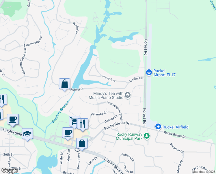 map of restaurants, bars, coffee shops, grocery stores, and more near 320 Ruckel Drive in Niceville