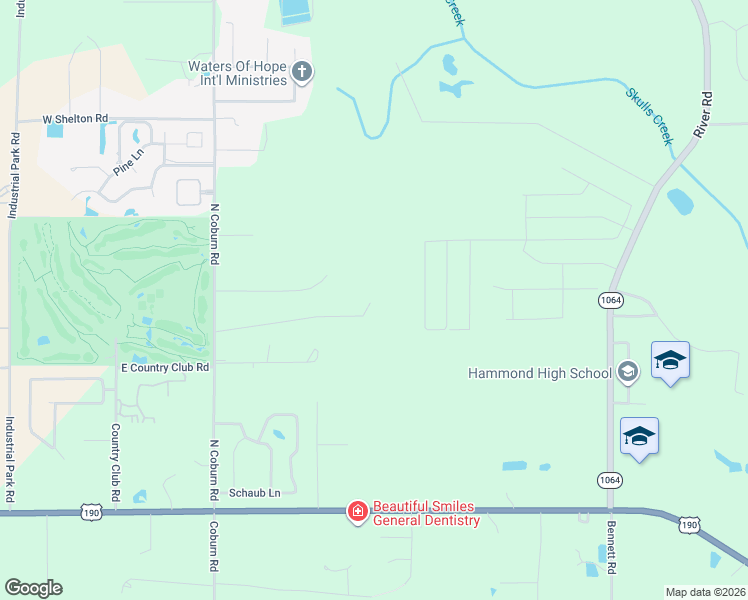 map of restaurants, bars, coffee shops, grocery stores, and more near 45240 North Coburn Road in Hammond
