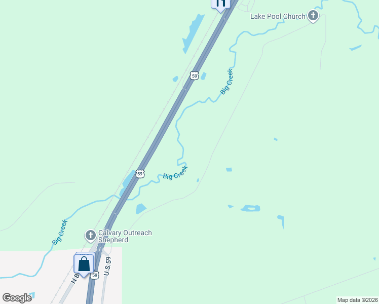 map of restaurants, bars, coffee shops, grocery stores, and more near 3700 U.S. 59 in Shepherd