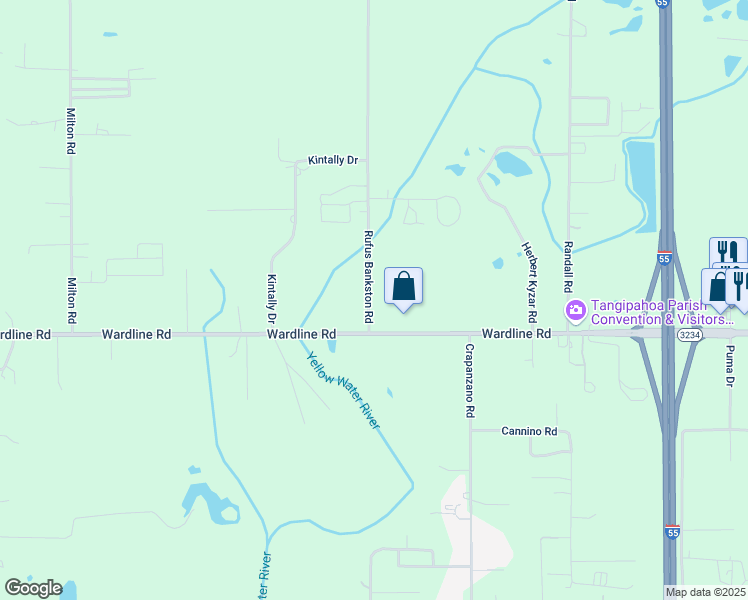 map of restaurants, bars, coffee shops, grocery stores, and more near 46037 Rufus Bankston Road in Hammond