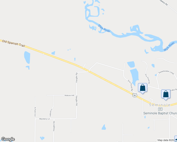 map of restaurants, bars, coffee shops, grocery stores, and more near 31385 Old Spanish Trail in Seminole