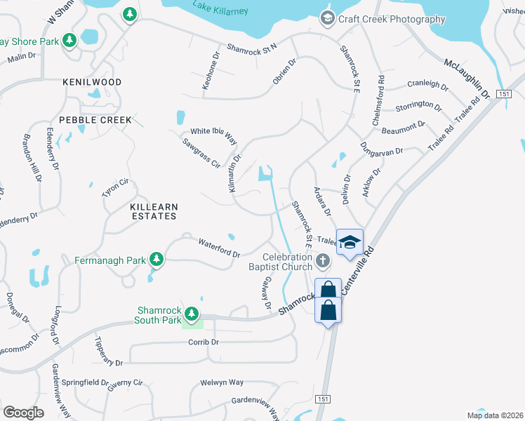 map of restaurants, bars, coffee shops, grocery stores, and more near 4007 Kilmartin Drive in Tallahassee