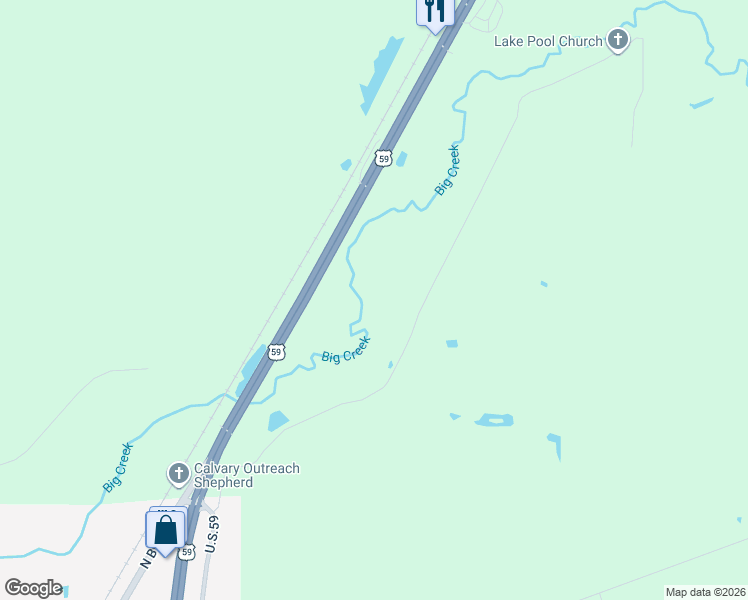 map of restaurants, bars, coffee shops, grocery stores, and more near 3700 U.S. 59 in Shepherd