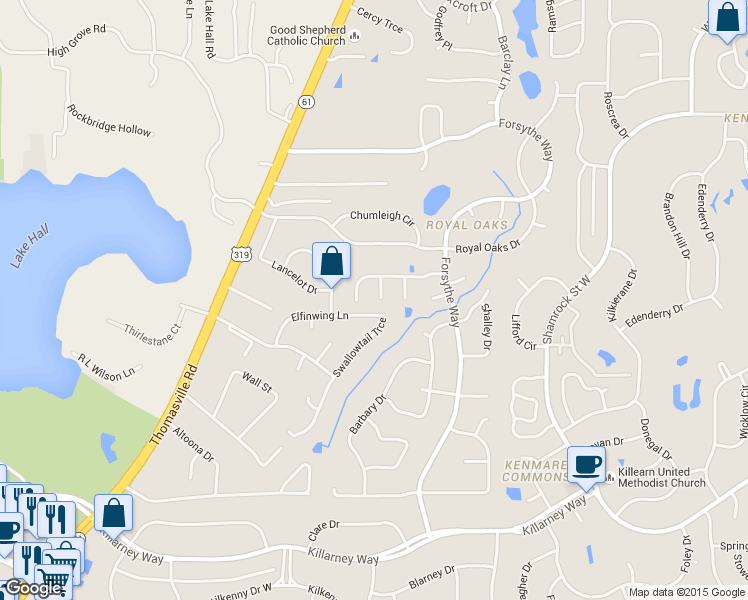map of restaurants, bars, coffee shops, grocery stores, and more near 3792 Patch Drive in Tallahassee