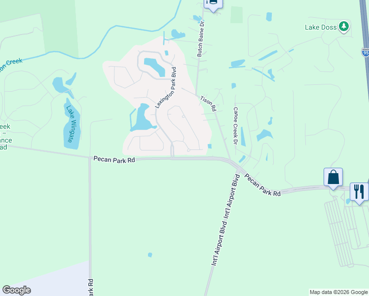 map of restaurants, bars, coffee shops, grocery stores, and more near 1368 Azteca Drive in Jacksonville