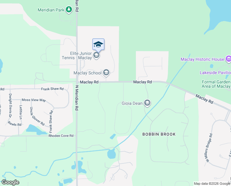 map of restaurants, bars, coffee shops, grocery stores, and more near 3710 Bobbin Mill Road in Tallahassee