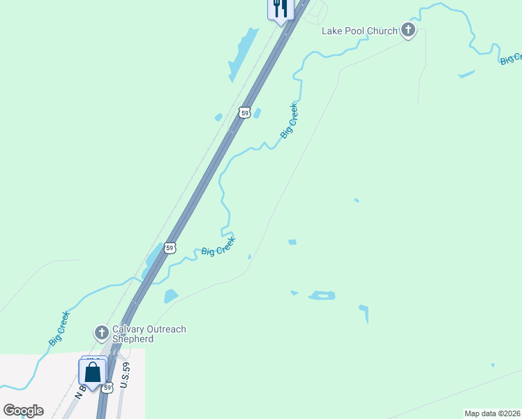 map of restaurants, bars, coffee shops, grocery stores, and more near 670 Lake Pool Road in Shepherd