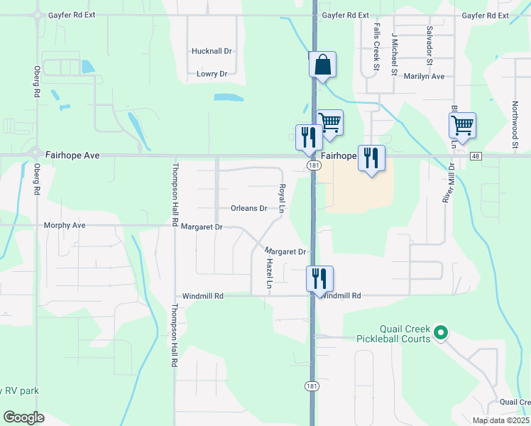 map of restaurants, bars, coffee shops, grocery stores, and more near 216 Orleans Drive in Fairhope