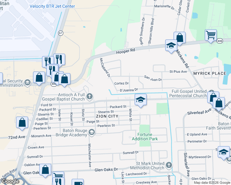 map of restaurants, bars, coffee shops, grocery stores, and more near 7883 Mc Clelland Drive in Baton Rouge
