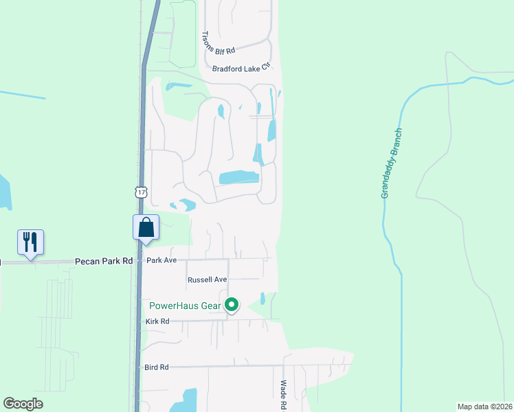 map of restaurants, bars, coffee shops, grocery stores, and more near 15567 Chir Pine Drive in Jacksonville