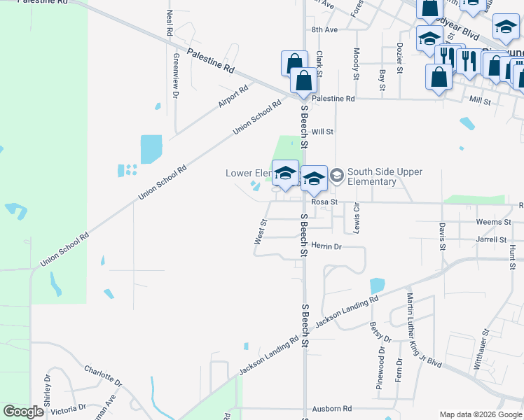 map of restaurants, bars, coffee shops, grocery stores, and more near 1618 Nixon Street in Picayune