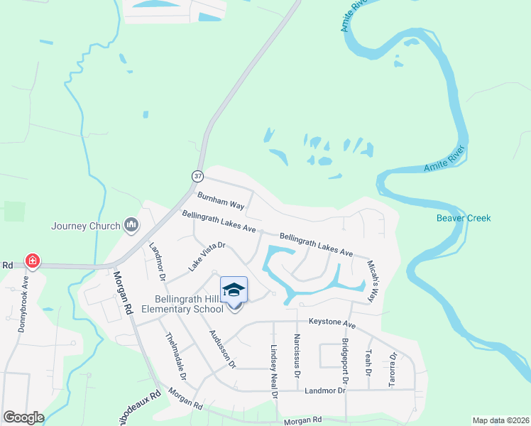 map of restaurants, bars, coffee shops, grocery stores, and more near 18207 Bellingrath Lakes Avenue in Central