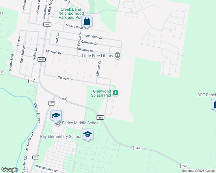 map of restaurants, bars, coffee shops, grocery stores, and more near 206 McCoy Lane in Hutto
