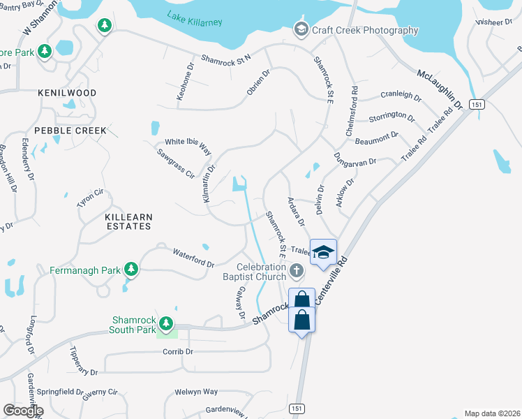 map of restaurants, bars, coffee shops, grocery stores, and more near 3211 Castle Court in Tallahassee
