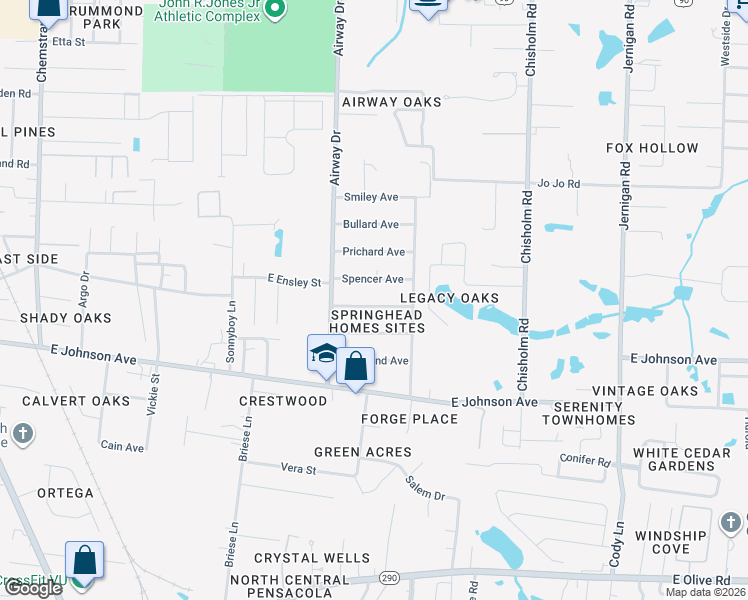 map of restaurants, bars, coffee shops, grocery stores, and more near 650 Beck Avenue in Pensacola