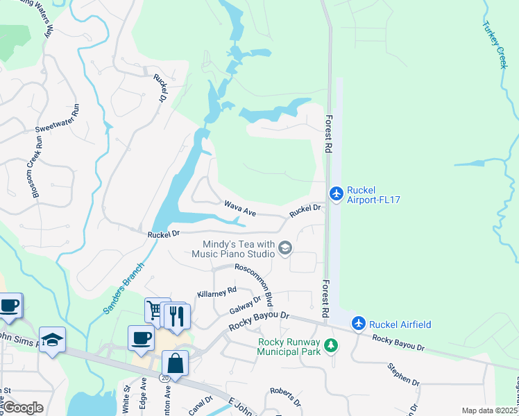 map of restaurants, bars, coffee shops, grocery stores, and more near 231 Wava Avenue in Niceville